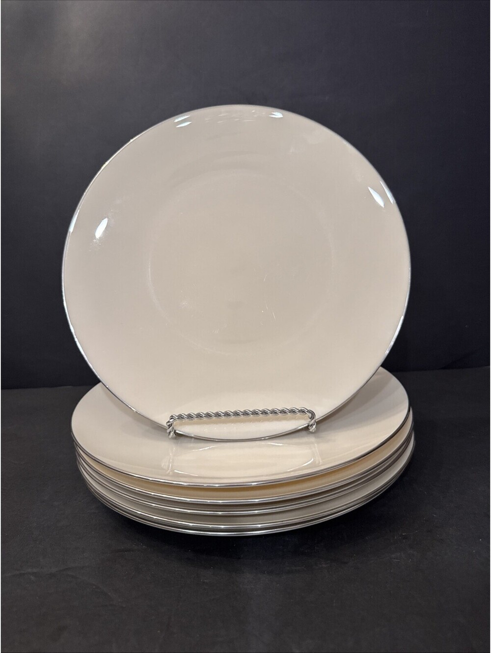Lenox Olympia (6) Platinum Rim Dinner Plates 10 3/8” W